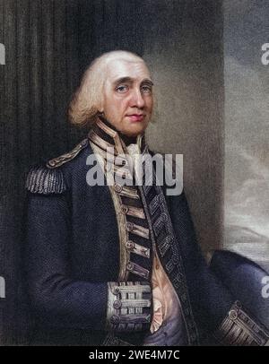 Admiral Richard Howe 1st Earl Howe 1726 to 1799 englischer Admiral, Historisch, digital restaurierte Reproduktion von einer Vorlage aus dem 19. Jahrhundert, Record date not stated Stock Photo