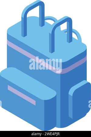 Blue courier backpack icon isometric vector. Box rider. Store grocery Stock Vector