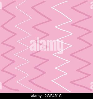 pink, red, white background with zig zag texture effect, weave plaid style fine broken lines. Irregular check repeat pattern. Square diagonal shape, g Stock Vector