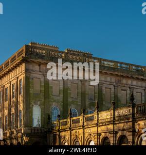 Architectural details of the Cavendish Shopping Arcade exterior in Buxton. Derbyshire, UK Stock Photo