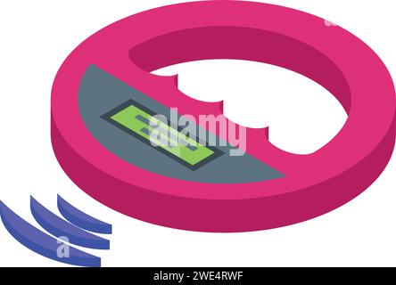 Id chip reader icon isometric vector. Microchip silicon. Scanning device Stock Vector