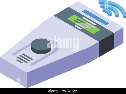 Button device microchip icon isometric vector. Brain tech. Silicon data Stock Vector