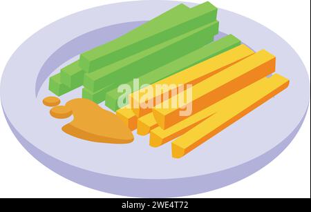 Tahini food drops icon isometric vector. Plate cream. Asian food Stock Vector