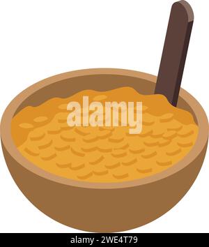 Tahini bowl icon isometric vector. Culinary food. Pita dip bread Stock Vector