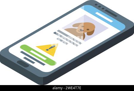 Smartphone microchip pet icon isometric vector. Online chip. Scanning device Stock Vector