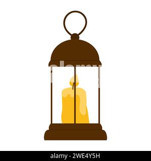 Magic lantern with burning candle. Wizard witchcraft, fortune teller ritual cartoon vector illustration Stock Vector
