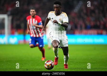 Madrid, Spain. 18th Jan, 2024. Vinicius Jr of Real Madrid during the Copa del Rey match, Round of 16 between Atletico de Madrid and Real Madrid played at Civitas Metropolitano Stadium on January 18, 2024 in Madrid, Spain. (Photo by Bagu Blanco/PRESSINPHOTO) Credit: PRESSINPHOTO SPORTS AGENCY/Alamy Live News Stock Photo