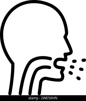 Coughing linear icon. Line illustration. Sneezing. Viral infection ...