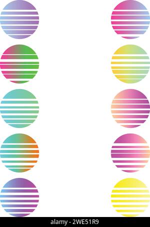 An abstract trendy cut out transparent retro neon circle design element. Stock Vector