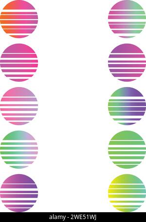 An abstract trendy cut out transparent retro neon circle design element. Stock Vector