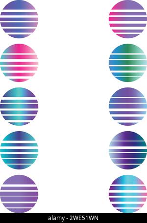 An abstract trendy cut out transparent retro neon circle design element. Stock Vector