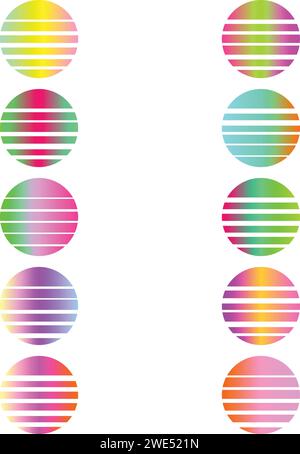 An abstract trendy cut out transparent retro neon circle design element. Stock Vector