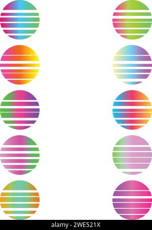 An abstract trendy cut out transparent retro neon circle design element. Stock Vector