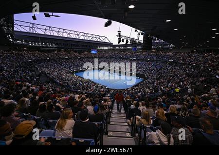 General ambiance or ambience illustration view of Rod Laver Arena with crowd during the Australian Open 2024, Grand Slam tennis tournament on January 22, 2024 at Melbourne Park in Melbourne, Australia Stock Photo