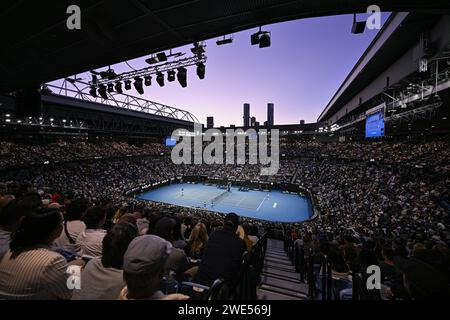 General ambiance or ambience illustration view of Rod Laver Arena with crowd during the Australian Open 2024, Grand Slam tennis tournament on January 22, 2024 at Melbourne Park in Melbourne, Australia Stock Photo