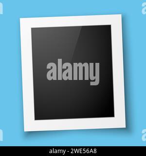 Realistic photo frame layout with highlights on a blue background. Vintage postcard. Stock Vector