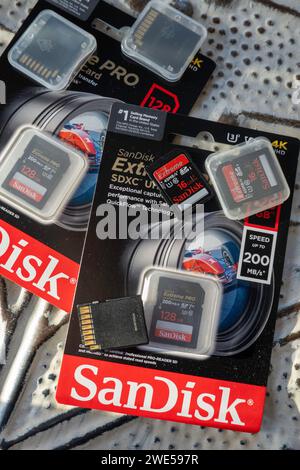 Still life of SanDisk memory cards Stock Photo