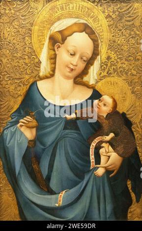 Mittelrheinischer Meister painting (Mittelrheinischer Master) ; Virgin Mary with the Inkpot or inkwell, c. 1430. 15th century German painter Stock Photo