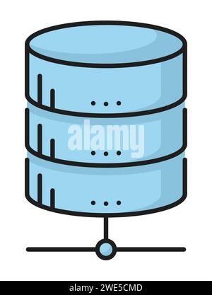 Database, internet server, cloud storage color line icon. Compute and connection infrastructure datacenter, network technology platform or storage center linear vector symbol with online disk drive Stock Vector