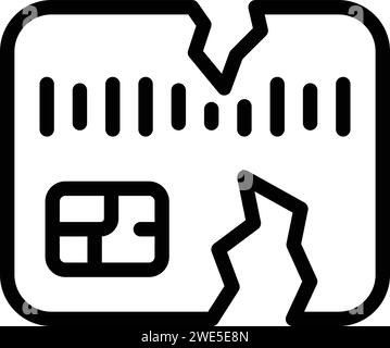 Credit card broken icon outline vector. Entry passcode. Attack bug Stock Vector