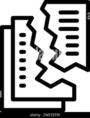 Paper document icon outline vector. Destroy alarm fail. Bug ddos Stock Vector