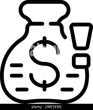 Loss data money bag icon outline vector. Computer information. Attack key Stock Vector