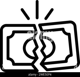 Loss cracked money icon outline vector. Computer system. Key attack Stock Vector