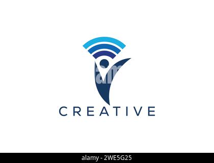 Wifi and Man logo design vector template Stock Vector Image & Art - Alamy