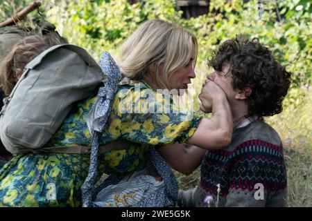 A Quiet Place Part II  Emily Blunt & Noah Jupe Stock Photo