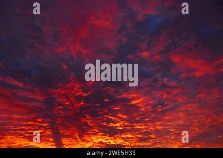 Sunrise or sunset dramatic view with clouds. Dramatic clouds background photo. Stock Photo