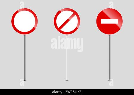 road warning sign isolated. blank traffic regulatory template. graphic banners mock up. Vector illustration Stock Vector
