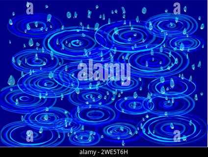 rain vector illustration on blue background Stock Vector