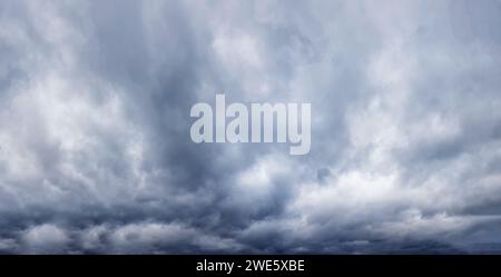 Stormy sky with gray clouds before the rain. Weather forecast concept. Stock Photo