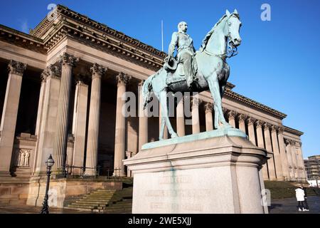 Prince Albert prince consort on a horse equestrian statue by thomas thornycroft st georges hall liverpool, merseyside, england, uk Stock Photo