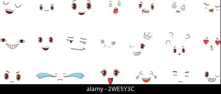 Set of different anime emotion with effects. Stock Vector