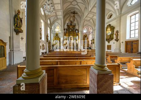 St. Andreas from the inside, Berchtesgaden, city, at the Watzmann and Königssee, Berchtesgaden National Park, Berchtesgaden Alps, Upper Bavaria, Bavar Stock Photo