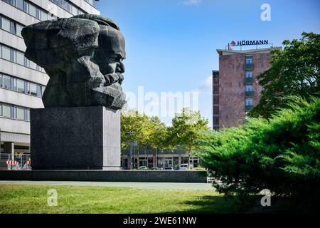 Karl Marx Monument, Chemnitz, Saxony, Germany, Europe Stock Photo