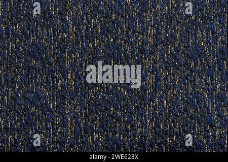 Blue and gold color textile texture macro close up view Stock Photo