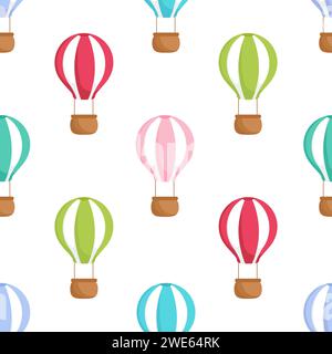 Cute children's seamless pattern with hot air balloons. Creative kids texture for fabric, wrapping, textile, wallpaper, apparel. Vector illustration. Stock Vector