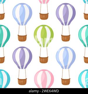 Cute children's seamless pattern with hot air balloons. Creative kids texture for fabric, wrapping, textile, wallpaper, apparel. Vector illustration. Stock Vector