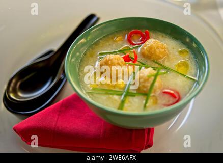 Cantonese corn soup with crab balls Stock Photo