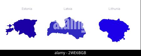 Set of map silhouettes of Baltic countries: Estonia, Latvia, Lithunia Stock Vector