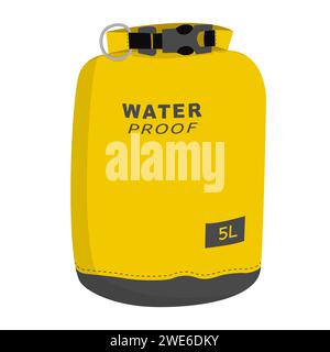 Waterproof closed dry bag for water sport and recreation Stock Vector