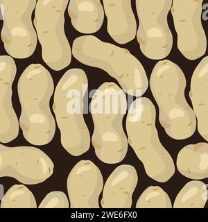 Seamless pattern of whole potatoes. Drawing style Stock Vector