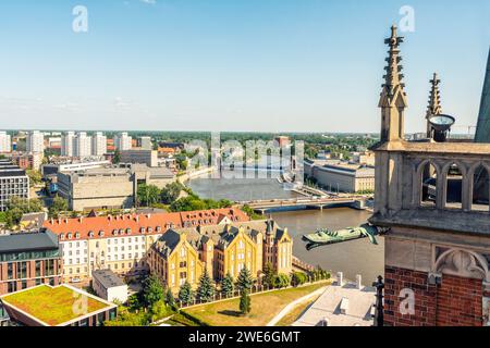 Poland, Lower Silesian Voivodeship, Wroclaw, Oder river seen from Cathedral of St. John Baptist Stock Photo