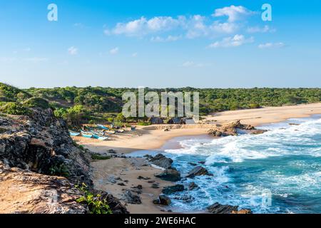 Sri Lanka, Southern Province, Tissamaharama, Coastline of Bundala National Park in summer Stock Photo