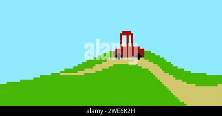 Illustration of green car in pixel art style. Vector illustration Stock ...