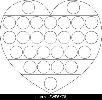 Pop it antistress popular toy. Silicon heart like toy for children and teenagers. Contour drawing Stock Vector