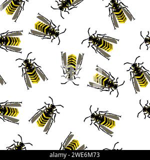 Wasps seamless pattern. Pest insects Stock Vector
