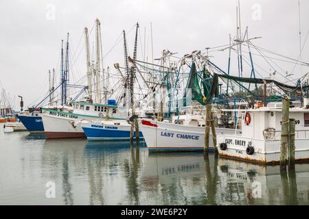 Commerial shrimp and fishing boats docked in the harbor at Pass Christian, Mississippi Stock Photo